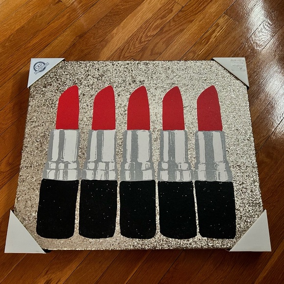Colleen Karis Designs - Gold Glitter Red Lipstick artwork, canvas, BRAND NEW!!! - Picture 3 of 12